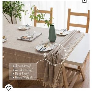 NWT table cloth - neutral with fringe detail.  55” x 86”